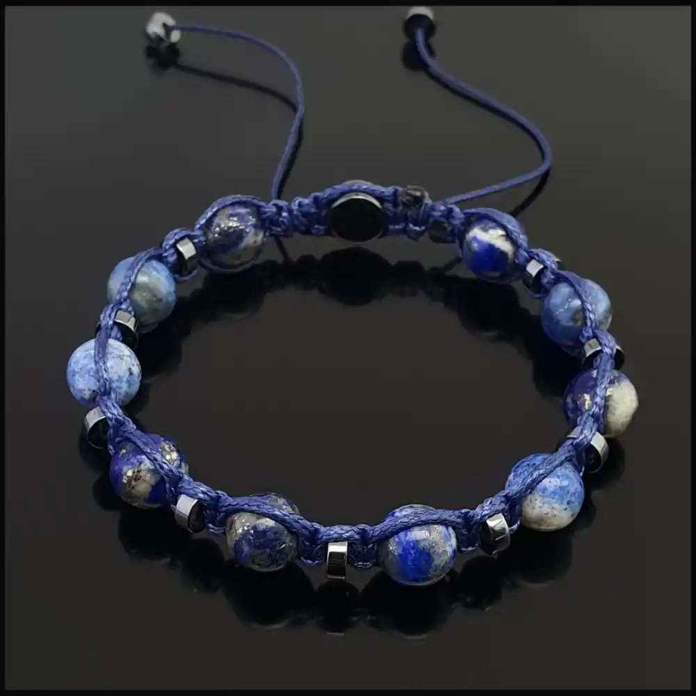 Lapis Lazuli Küre Makrome Bileklik