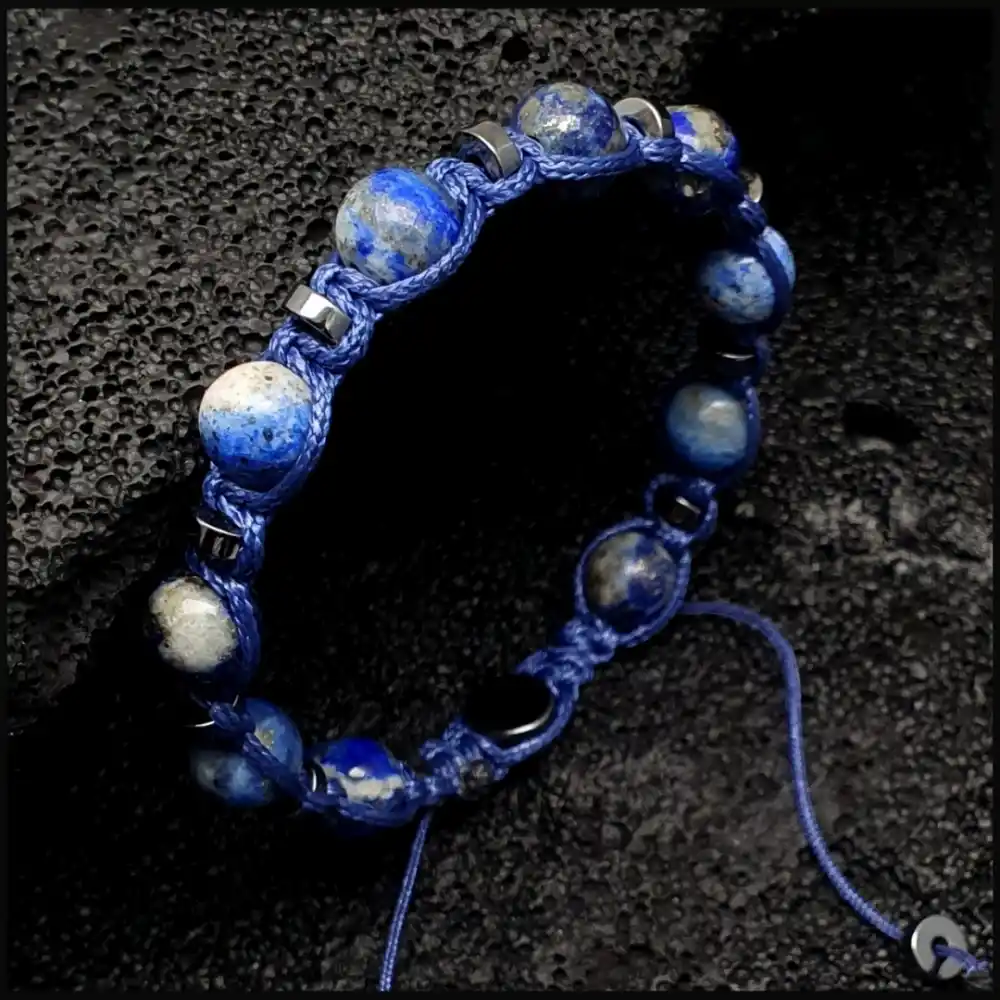 Lapis Lazuli Küre Makrome Bileklik