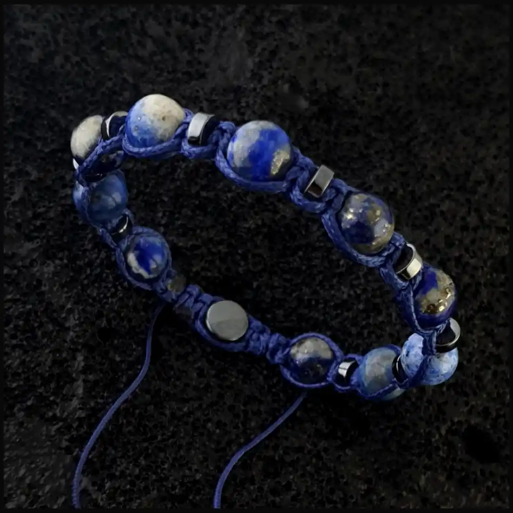 Lapis Lazuli Küre Makrome Bileklik