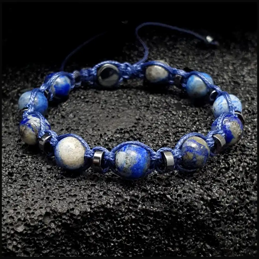 Lapis Lazuli Küre Makrome Bileklik