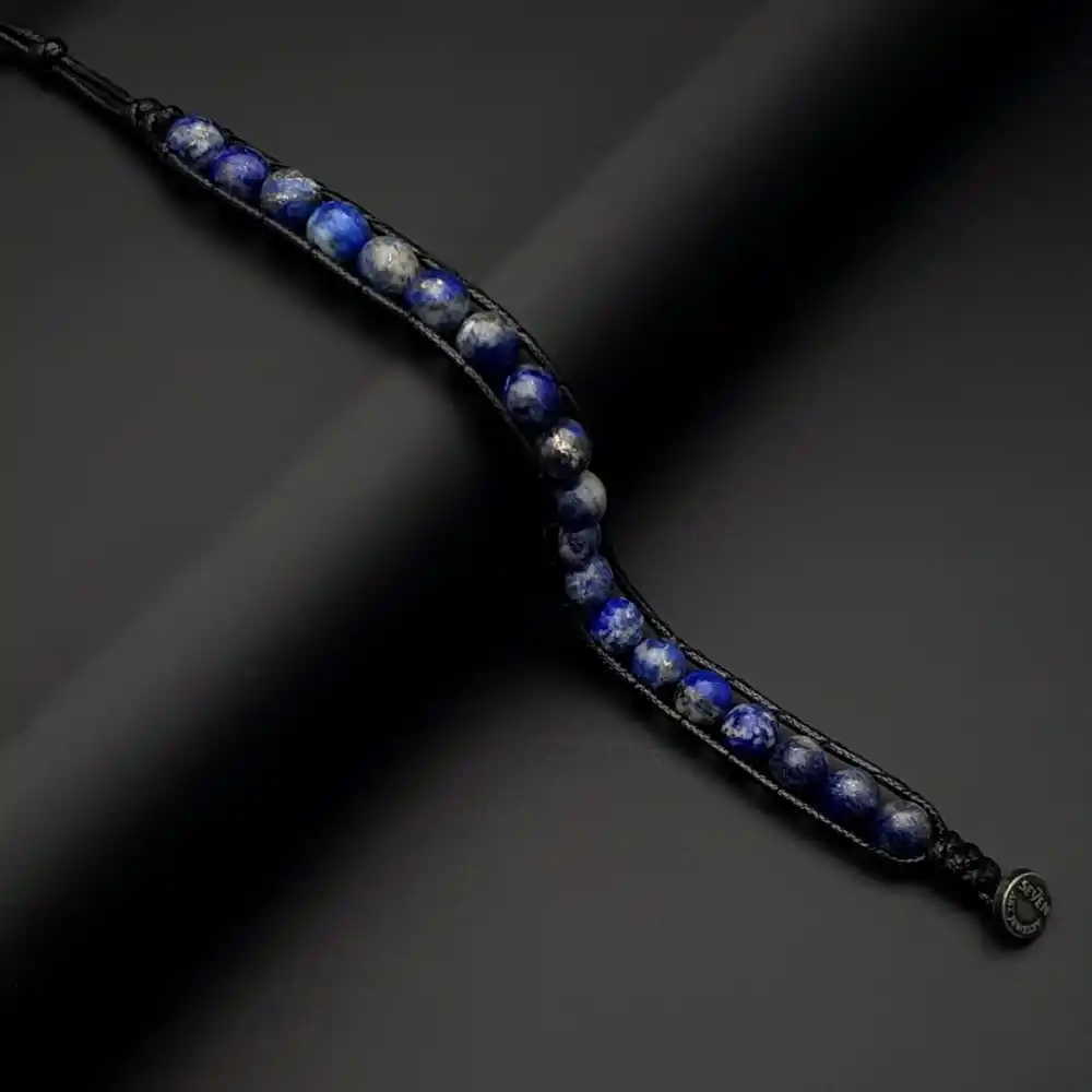 Orijinal Doğal Taş Üst Kalite Lapis Lazuli Tek Sıra Bohem Bileklik