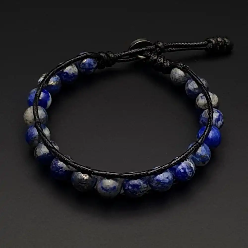 Orijinal Doğal Taş Üst Kalite Lapis Lazuli Tek Sıra Bohem Bileklik