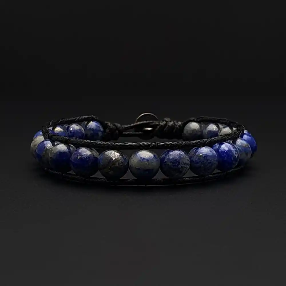 Orijinal Doğal Taş Üst Kalite Lapis Lazuli Tek Sıra Bohem Bileklik