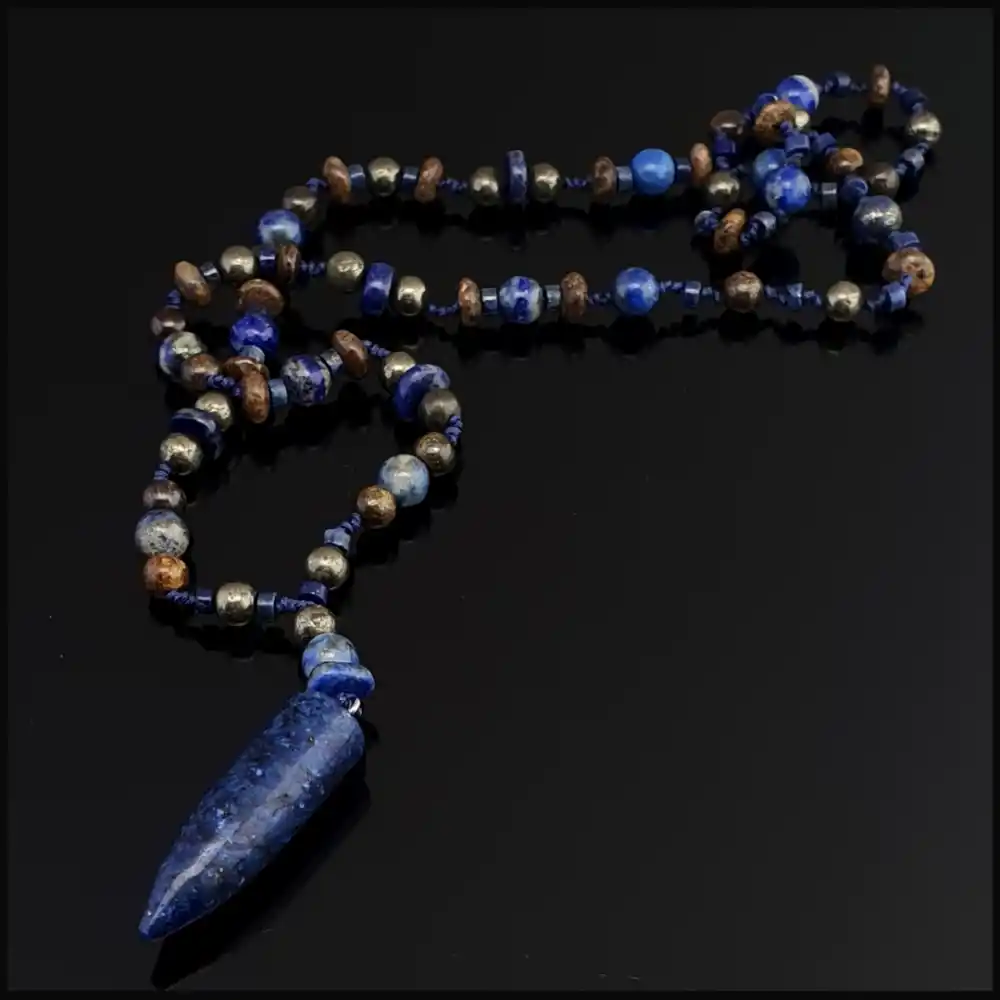 Lapis Lazuli Uçlu Bronzit Bohem Kolye