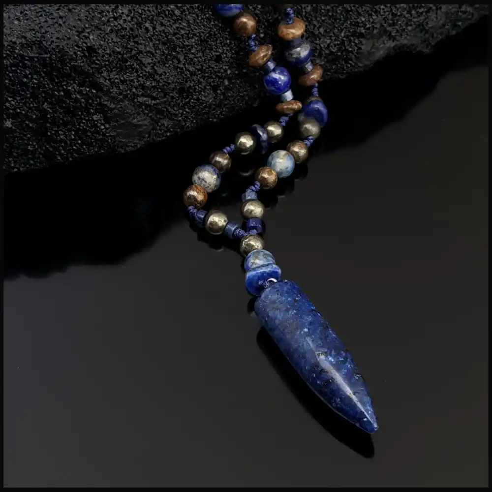 Lapis Lazuli Uçlu Bronzit Bohem Kolye