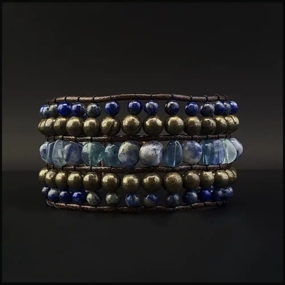 Sodalit, Akuamarin, Kyanit, Lapis Lazuli ve Pirit Taşları Sultan Bileklik