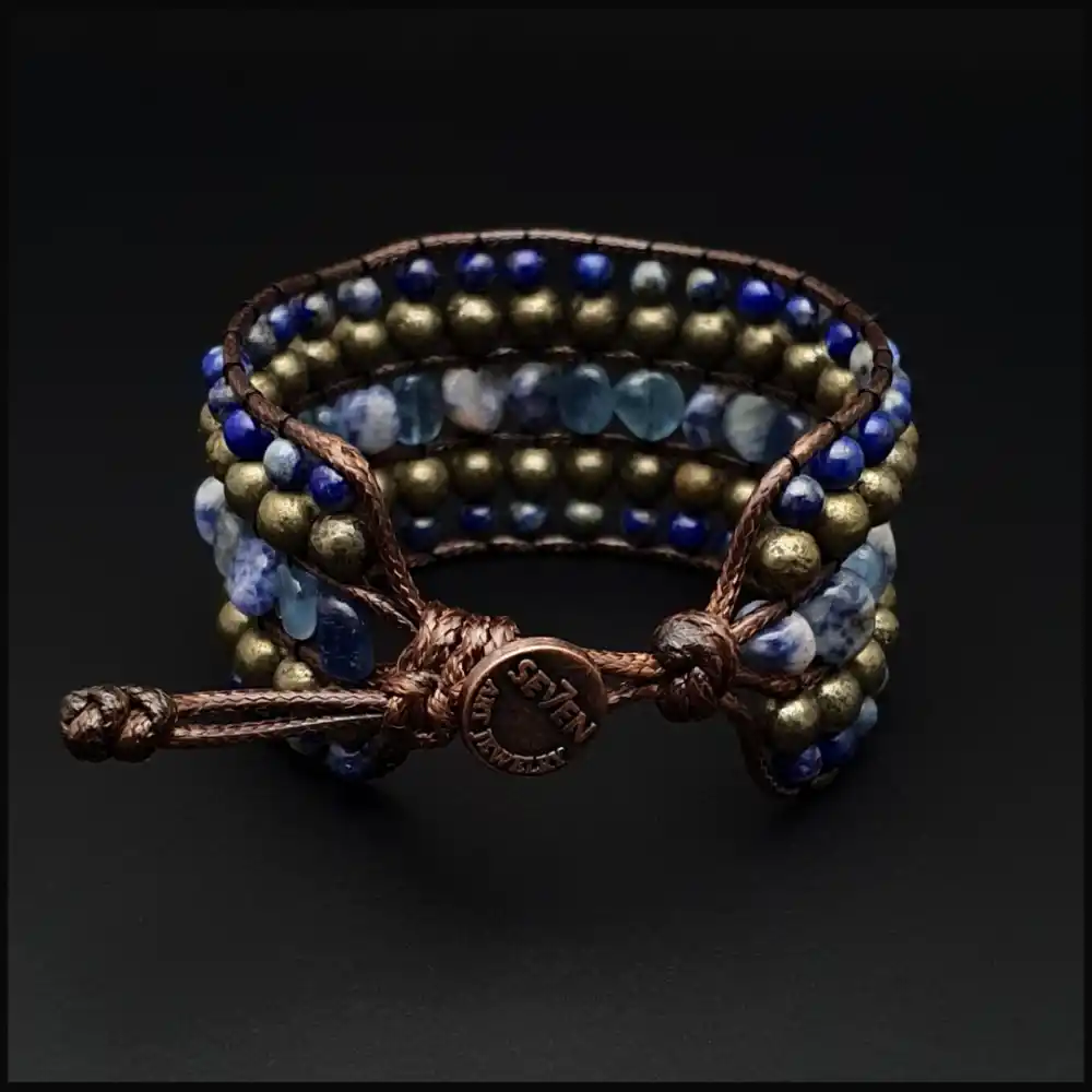 Sodalit, Akuamarin, Kyanit, Lapis Lazuli ve Pirit Taşları Sultan Bileklik