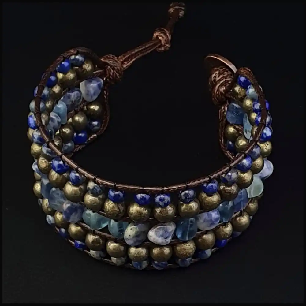 Sodalit, Akuamarin, Kyanit, Lapis Lazuli ve Pirit Taşları Sultan Bileklik