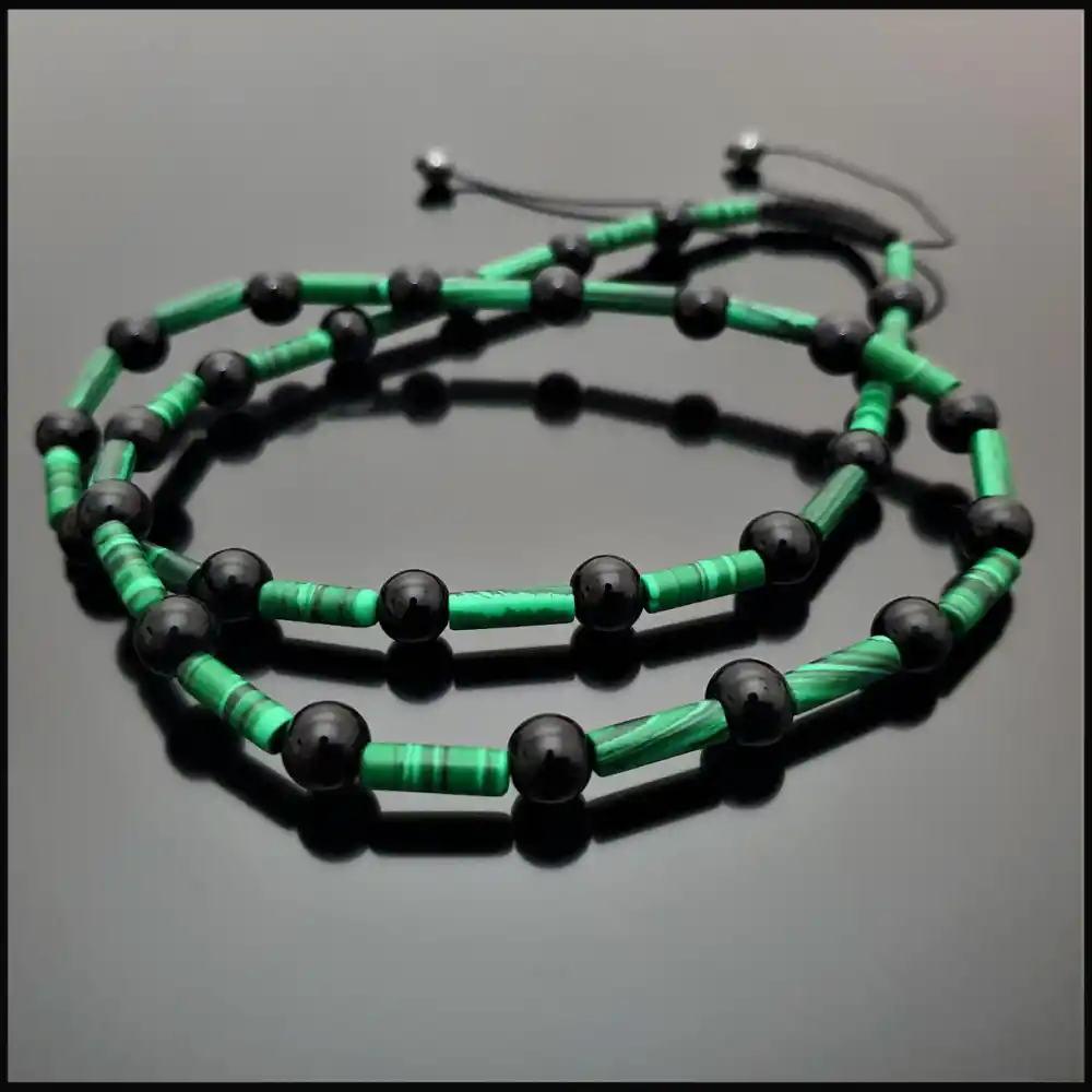 Malahit (Malakit) ve Oniks Kolye