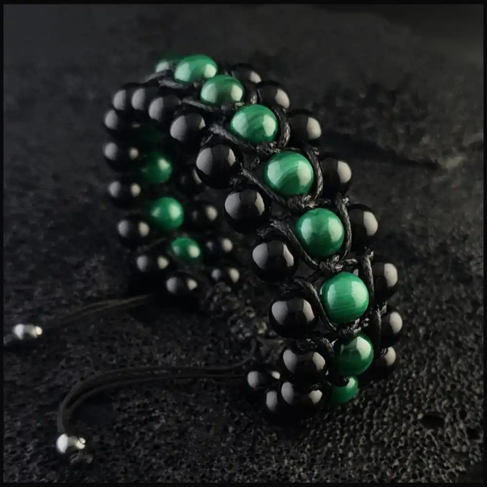 Malahit Oniks 3 Sıra Bohem Bileklik