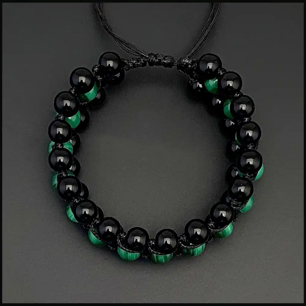 Malahit Oniks 3 Sıra Bohem Bileklik