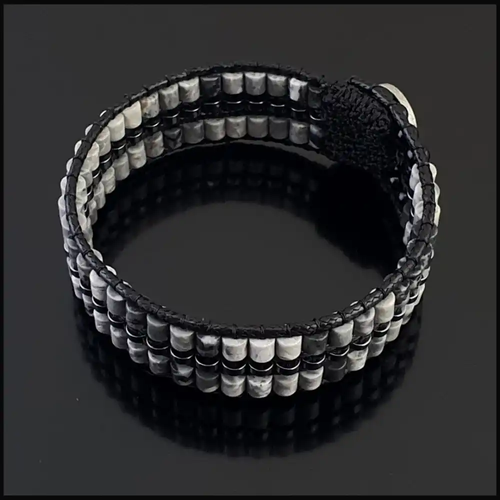 Map Jasper, Hematit ve Akik Taşı Tarz Bileklik