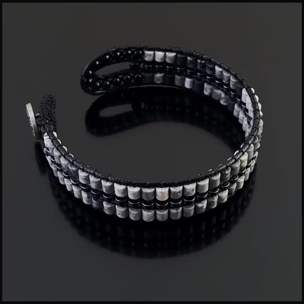 Map Jasper, Hematit ve Akik Taşı Tarz Bileklik