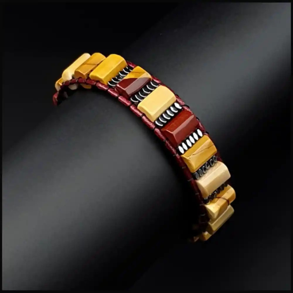 Mookait Jasper ve Hematit Silindir Bileklik