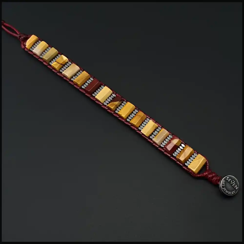 Mookait Jasper ve Hematit Silindir Bileklik