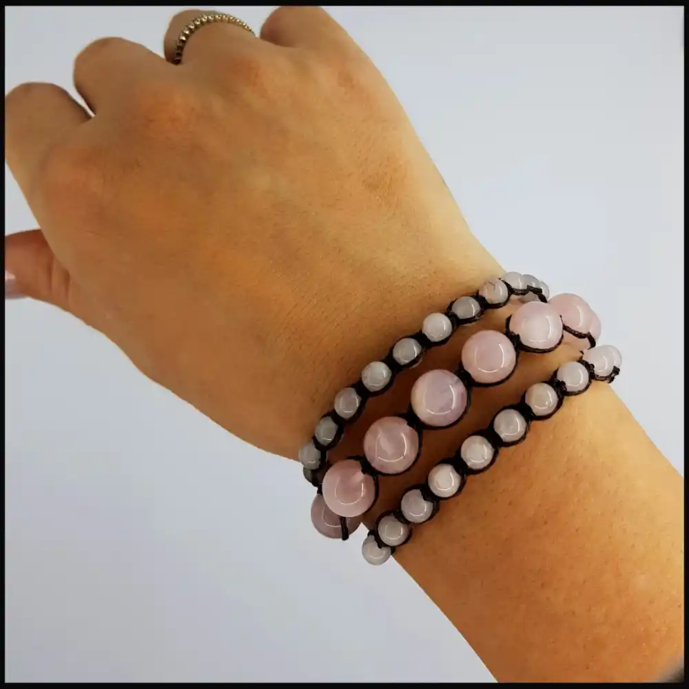 Pembe Kuvars Taşı (Aşk Taşı) Bileklik