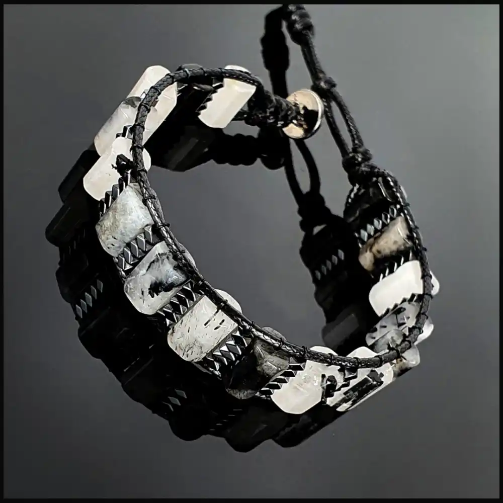 Rutil Kuvars Köşeli Silindir Bileklik