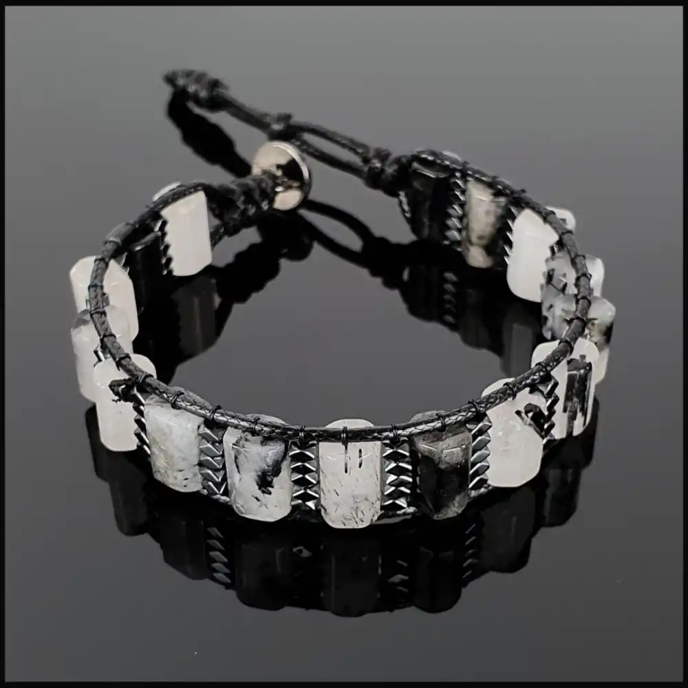 Rutil Kuvars Köşeli Silindir Bileklik