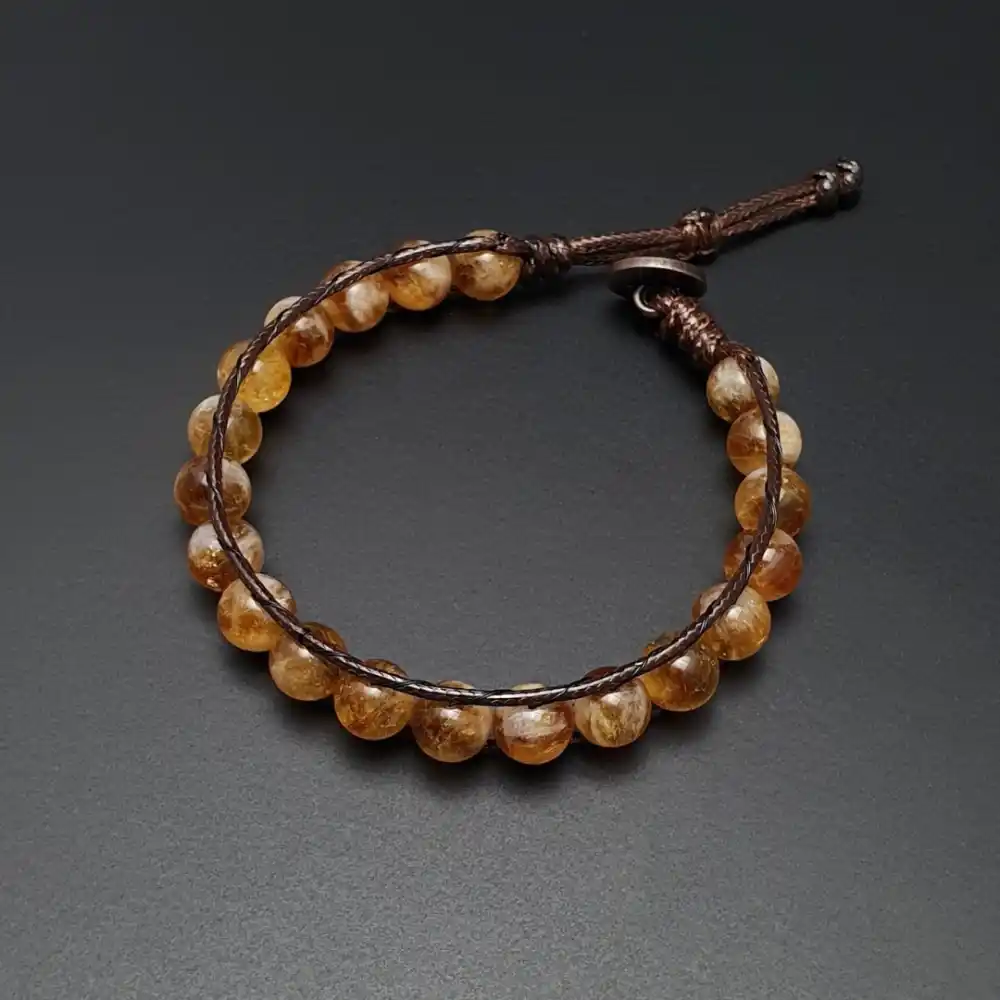 Sitrin Taşı Tek Sıra Bohem Bileklik