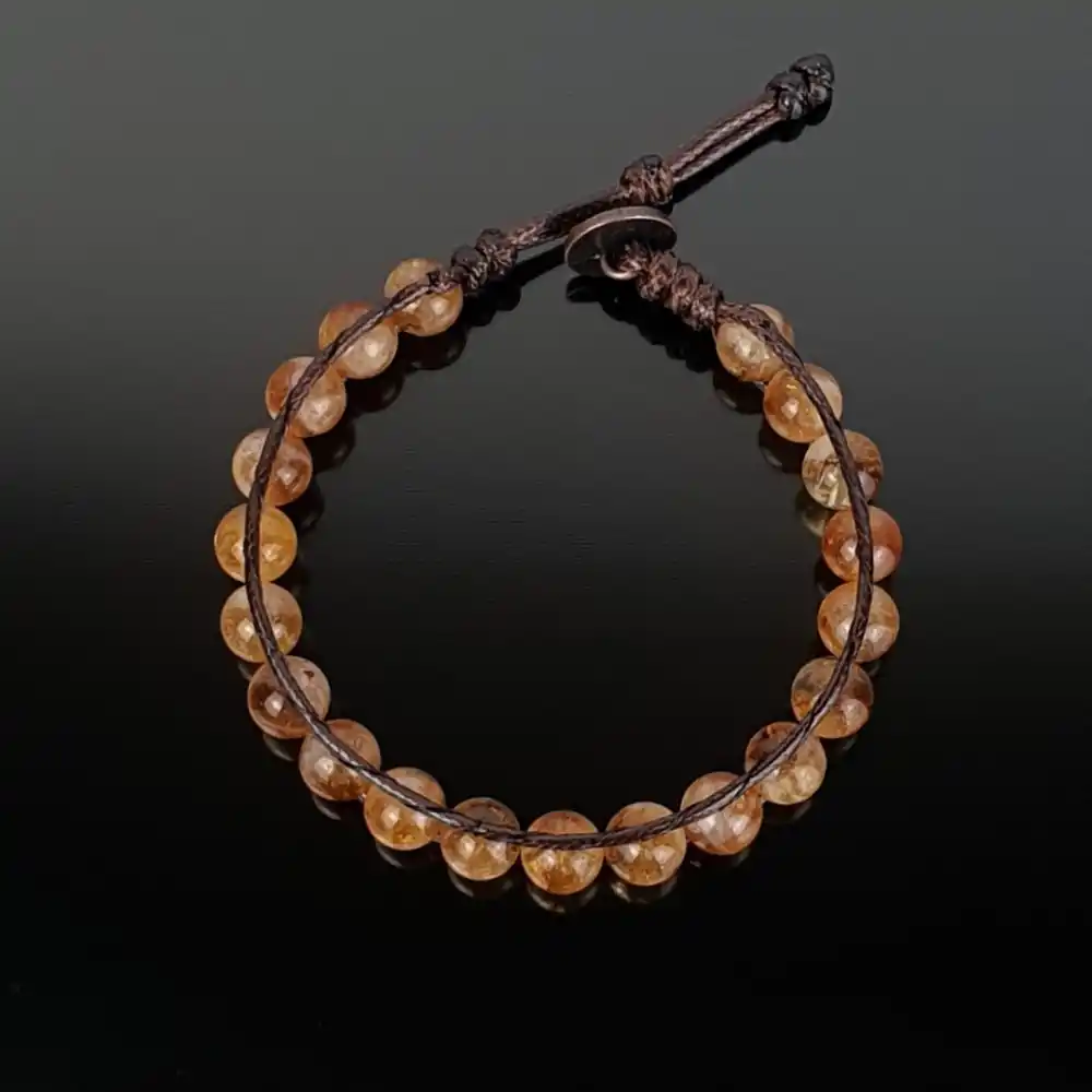 Sitrin Taşı Tek Sıra Bohem Bileklik