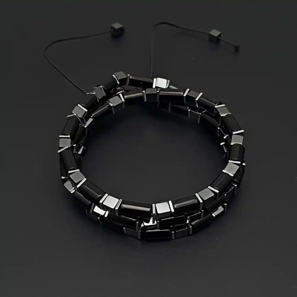 Siyah Hematit ve Akik Taşı Kolye