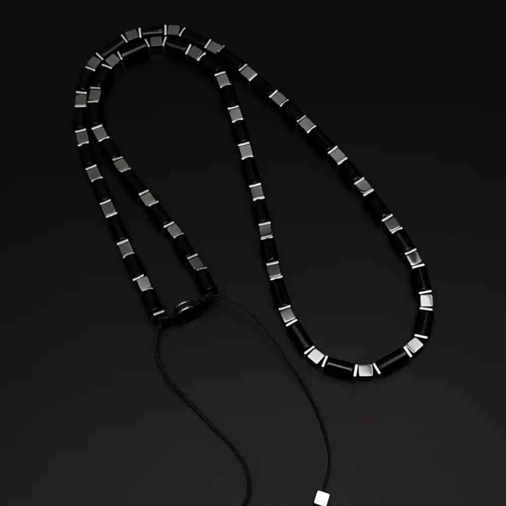 Siyah Hematit ve Akik Taşı Kolye & Bileklik Set