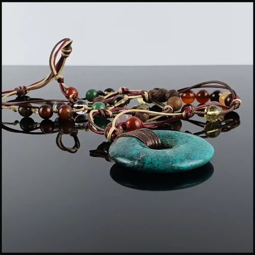 Turkuaz Kolye Ucu, Akik, Sitrin, Aventurin, Tibet Akiği, Kaplangözü Kolye