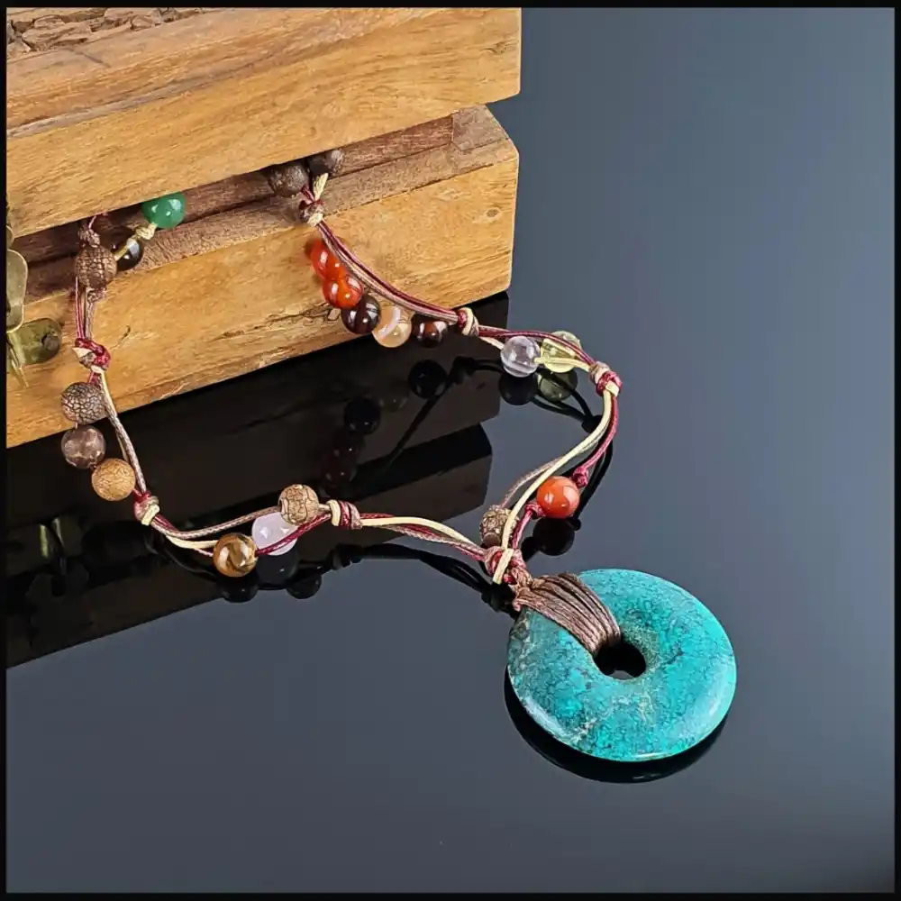 Turkuaz Kolye Ucu, Akik, Sitrin, Aventurin, Tibet Akiği, Kaplangözü Kolye