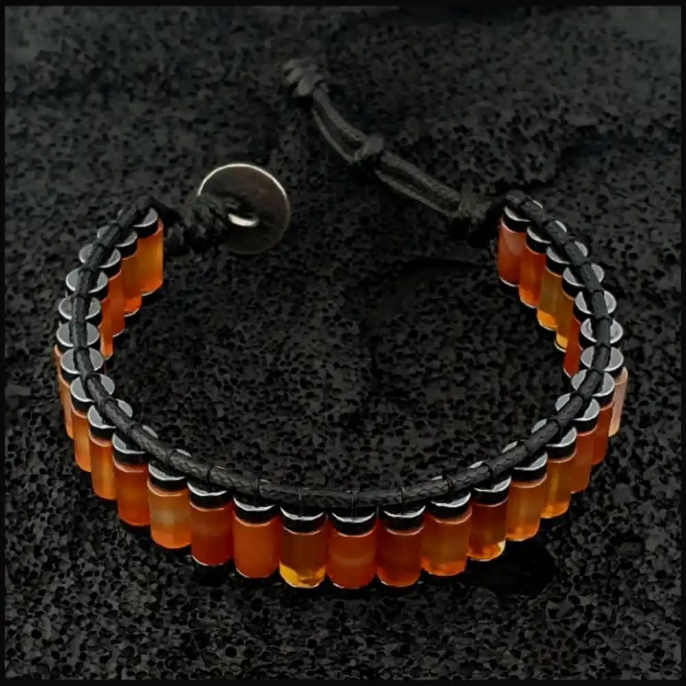 Turuncu Akik Silindir Bileklik