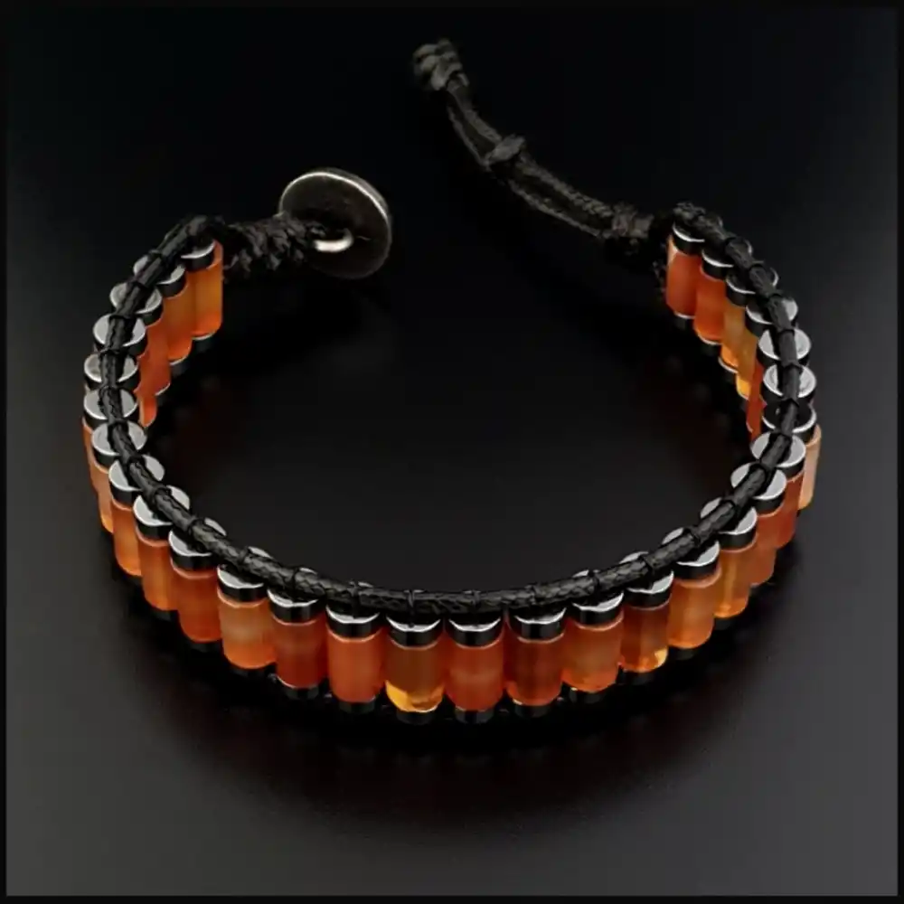 Turuncu Akik Silindir Bileklik