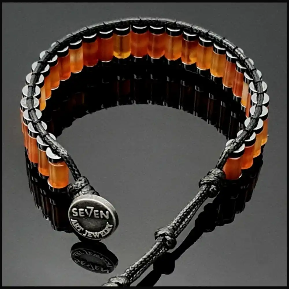 Turuncu Akik Silindir Bileklik