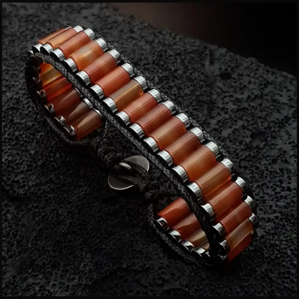 Turuncu Akik Silindir Bileklik