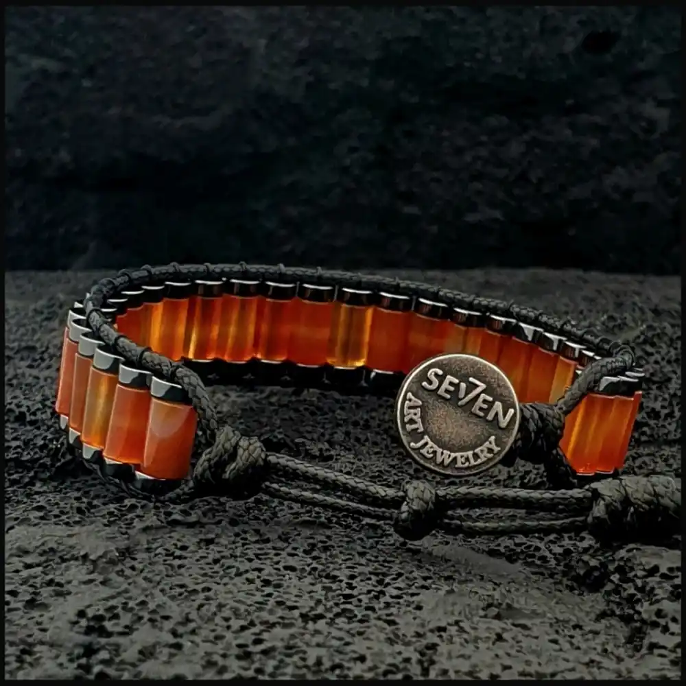 Turuncu Akik Silindir Bileklik