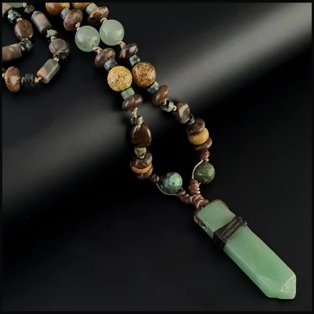 Yeşil Aventurin Uçlu Bohem Kolye