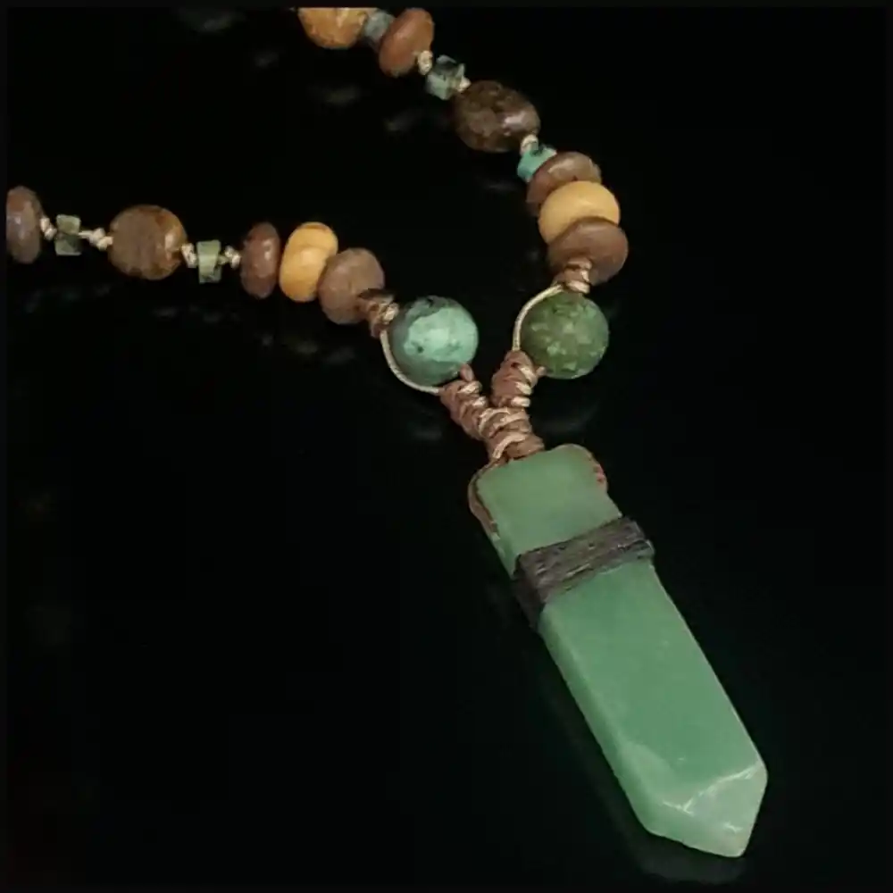 Yeşil Aventurin Uçlu Bohem Kolye