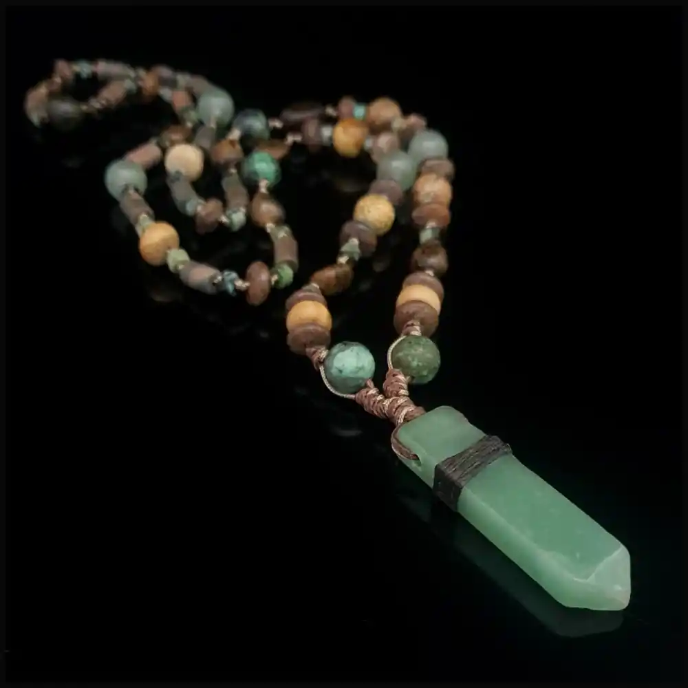 Yeşil Aventurin Uçlu Bohem Kolye