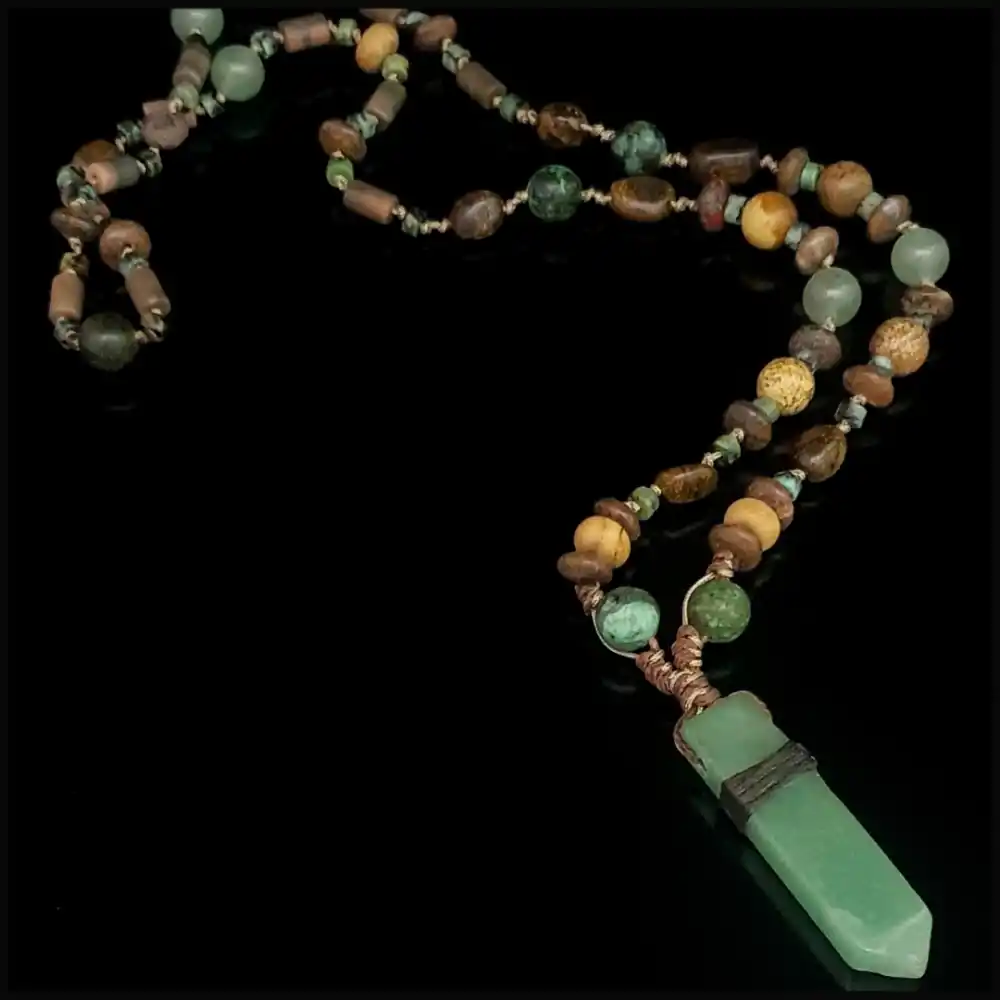 Yeşil Aventurin Uçlu Bohem Kolye