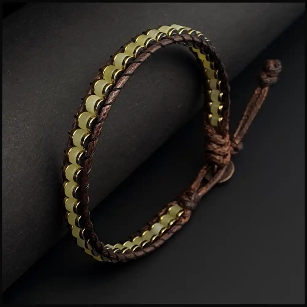 Yeşim Taşı ve Hematit Taşı Slim Silindir Bileklik