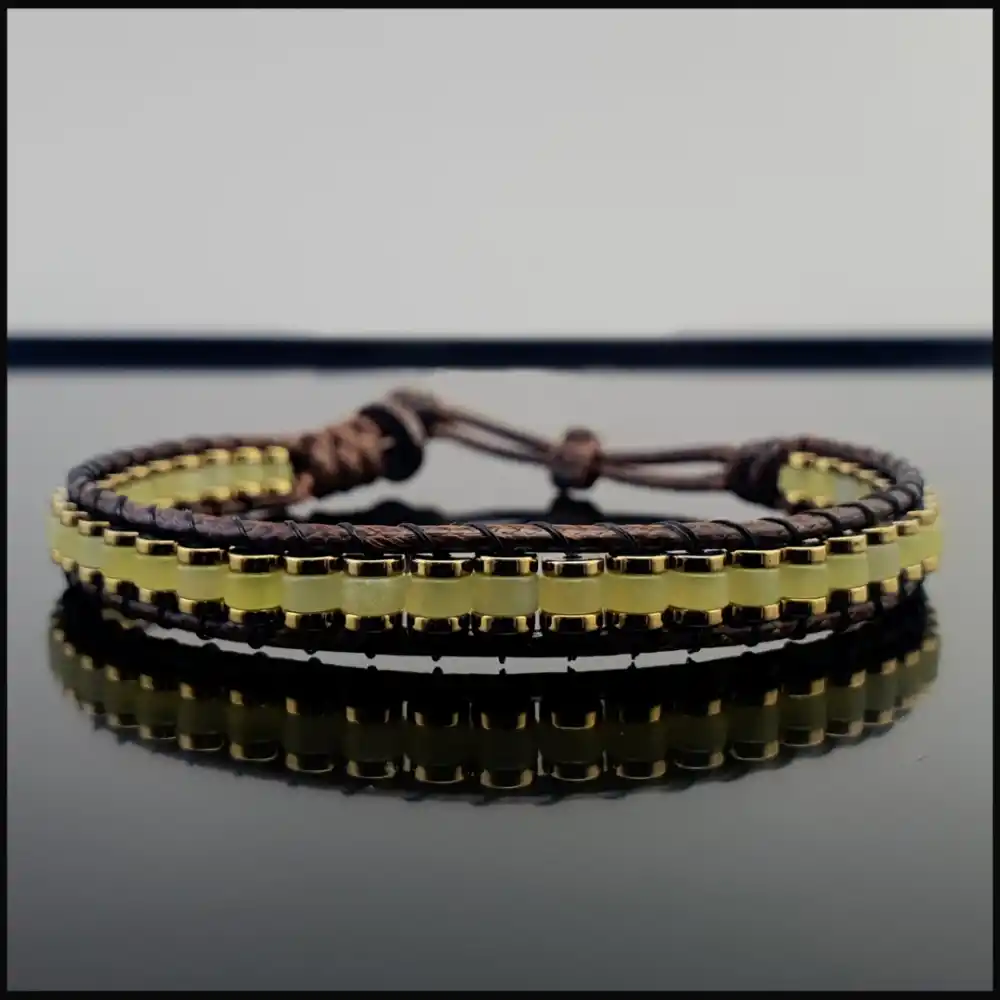 Yeşim Taşı ve Hematit Taşı Slim Silindir Bileklik