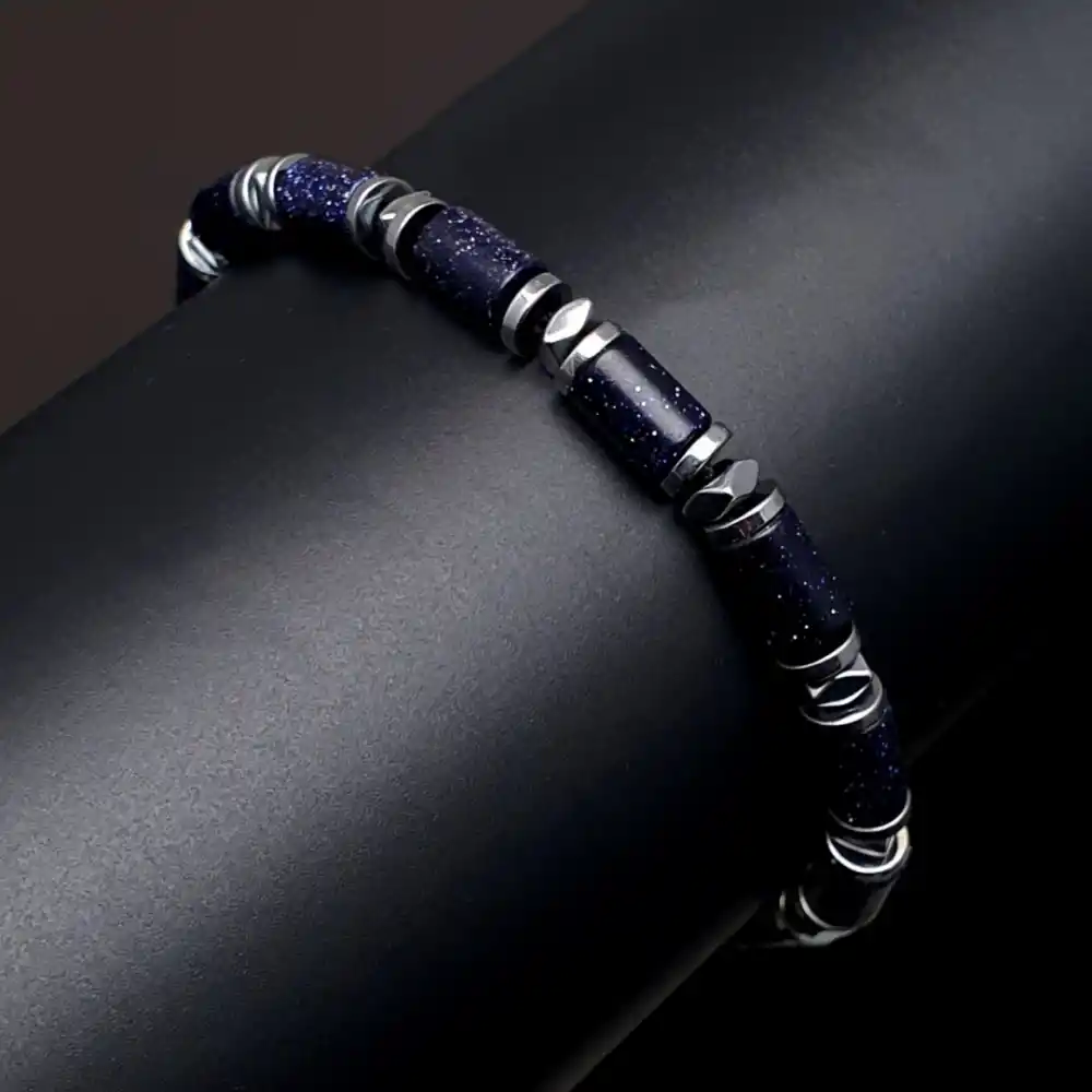 Yıldız Taşı ve Hematit Taşı Makrome Bileklik Ayarlanabilir