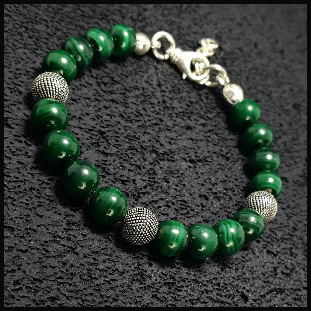 Malakit (Malahit) Gümüş Bileklik