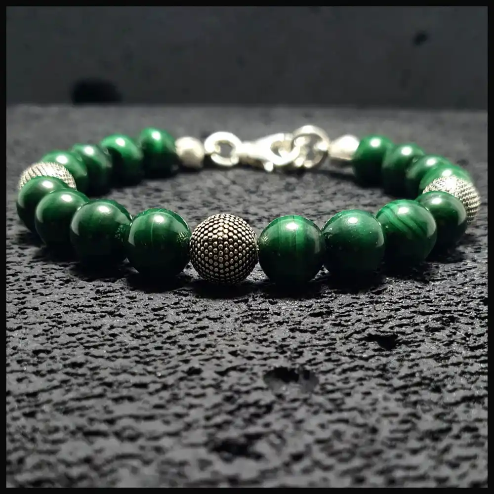 Malakit (Malahit) Gümüş Bileklik