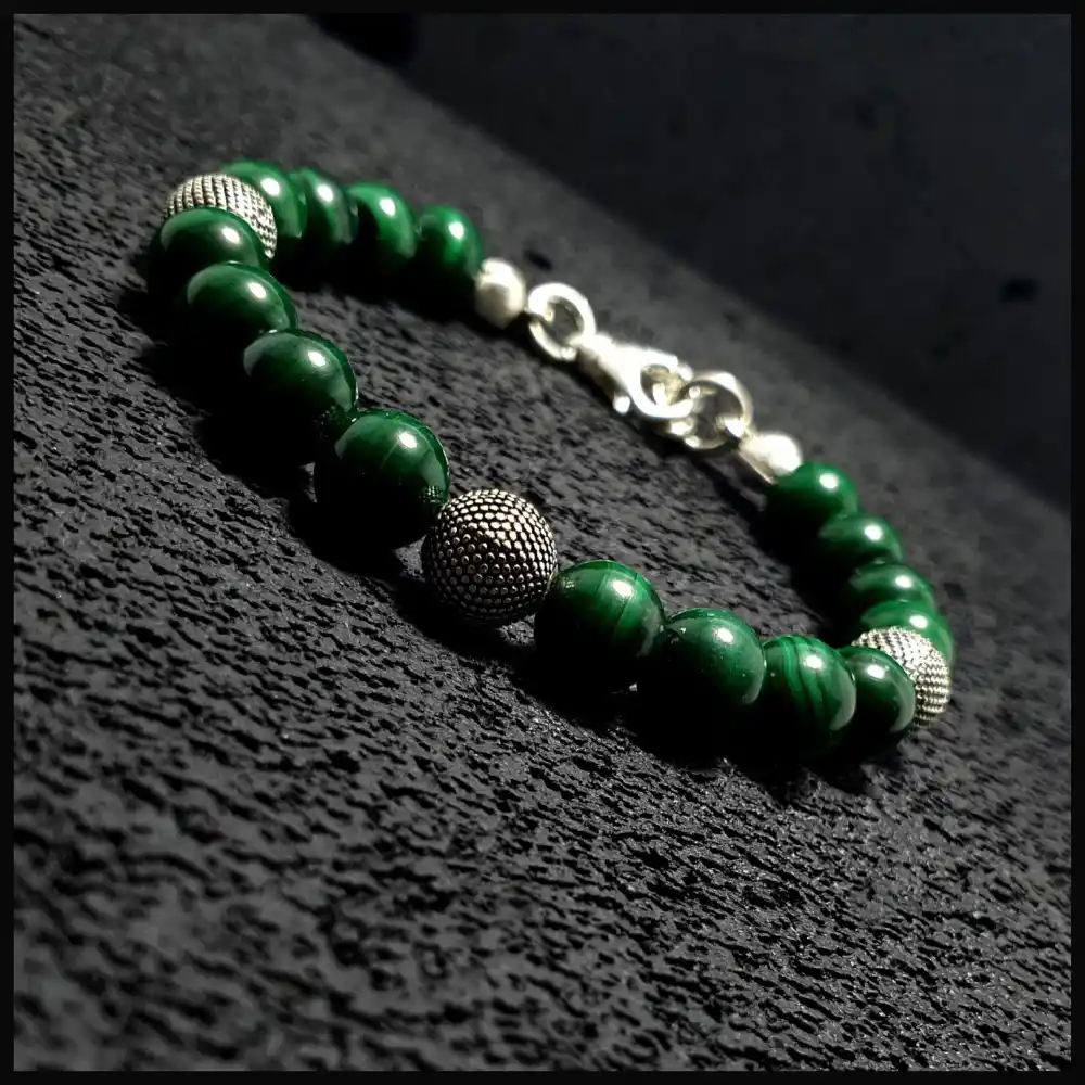 Malakit (Malahit) Gümüş Bileklik