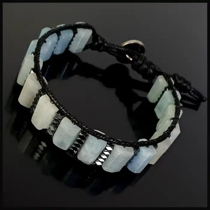 Akuamarin Köşeli Silindir Bileklik