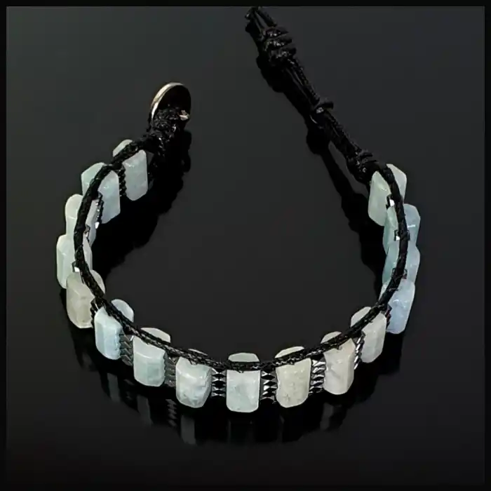 Akuamarin Köşeli Silindir Bileklik