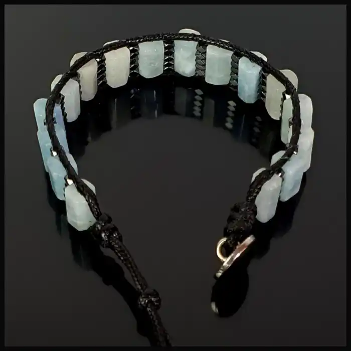 Akuamarin Köşeli Silindir Bileklik