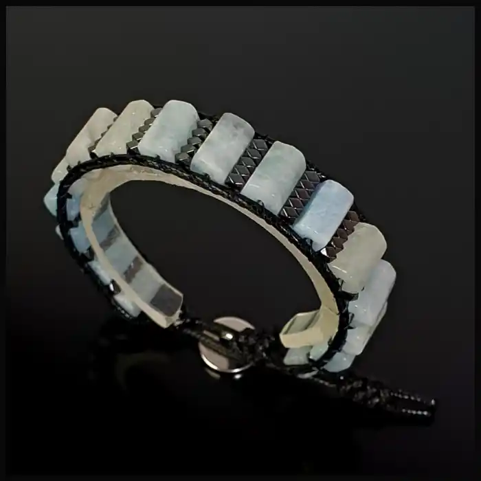 Akuamarin Köşeli Silindir Bileklik