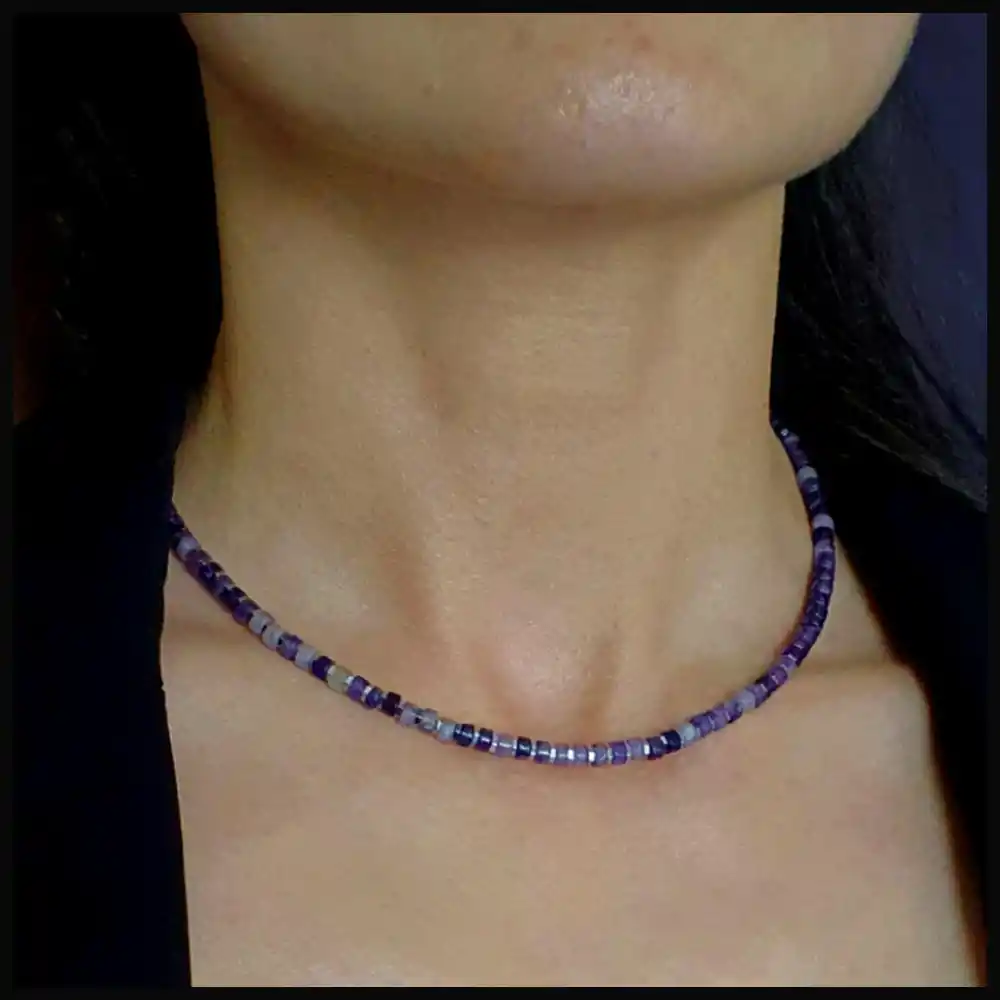 Ametist ve Hematit Gümüş Bileklik ve Kolye Set