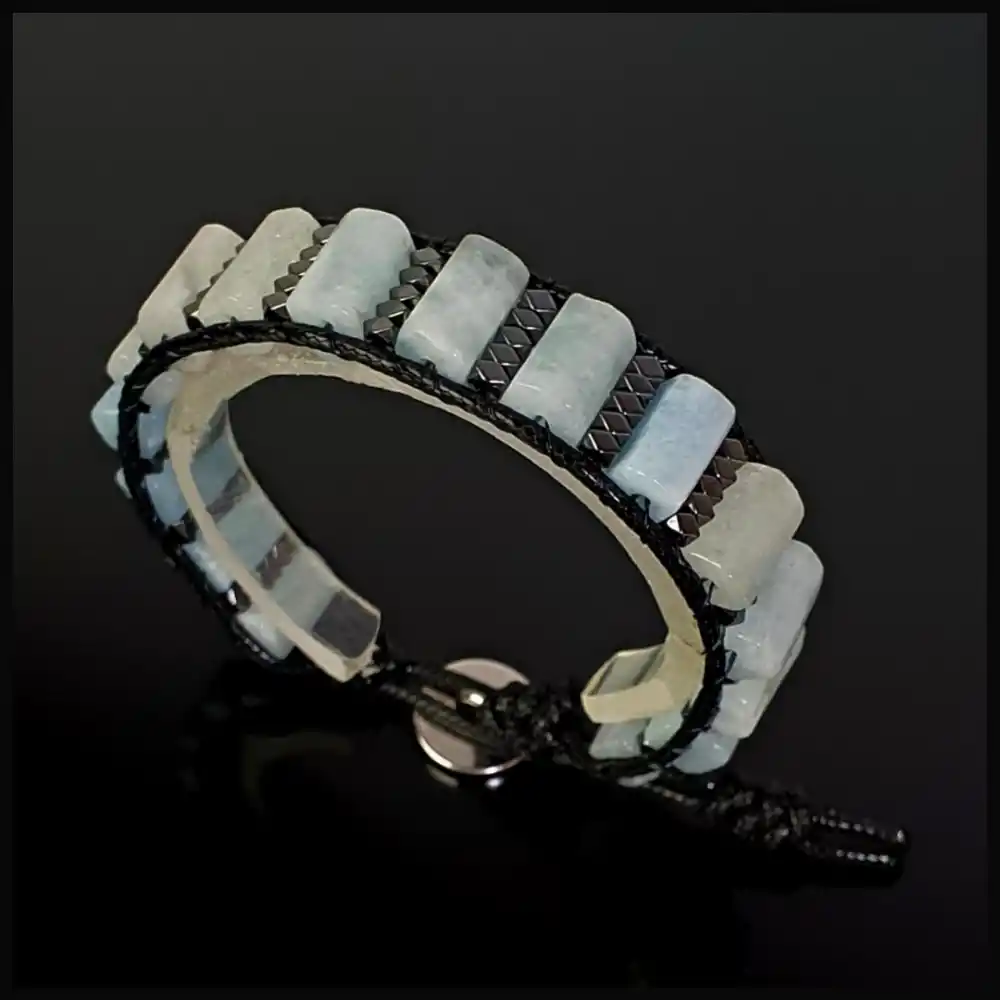 Akuamarin Köşeli Silindir Bileklik