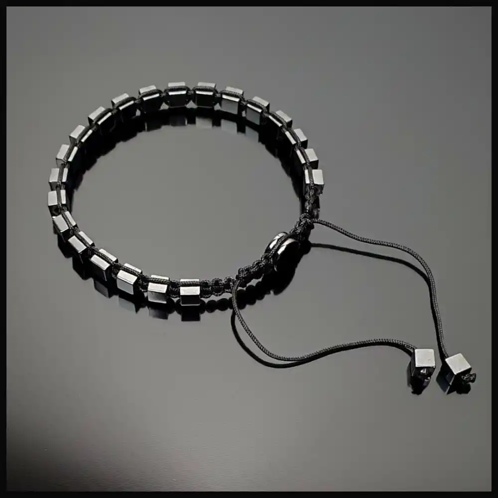 Hematit Gri Küp Ayarlanabilir Bileklik
